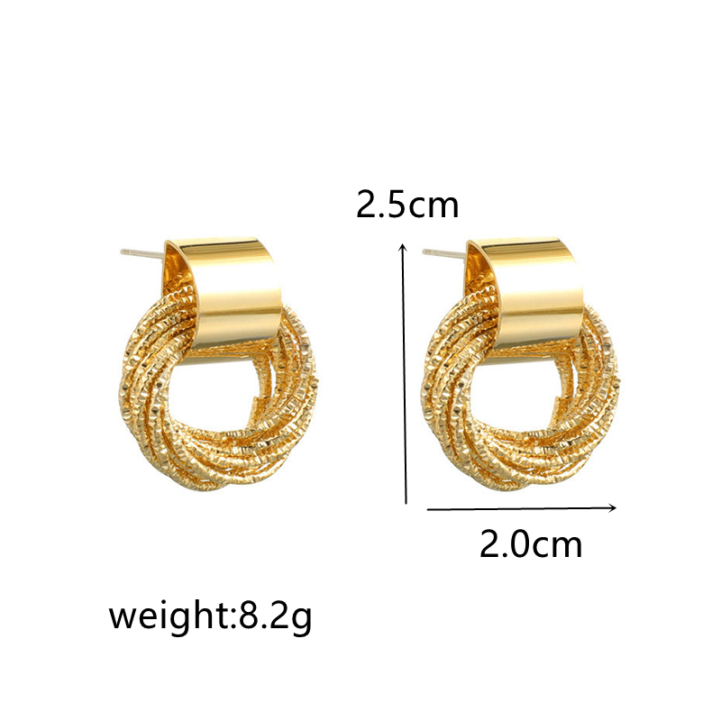 Gold Circle Stud Earrings for Women - Retro Style