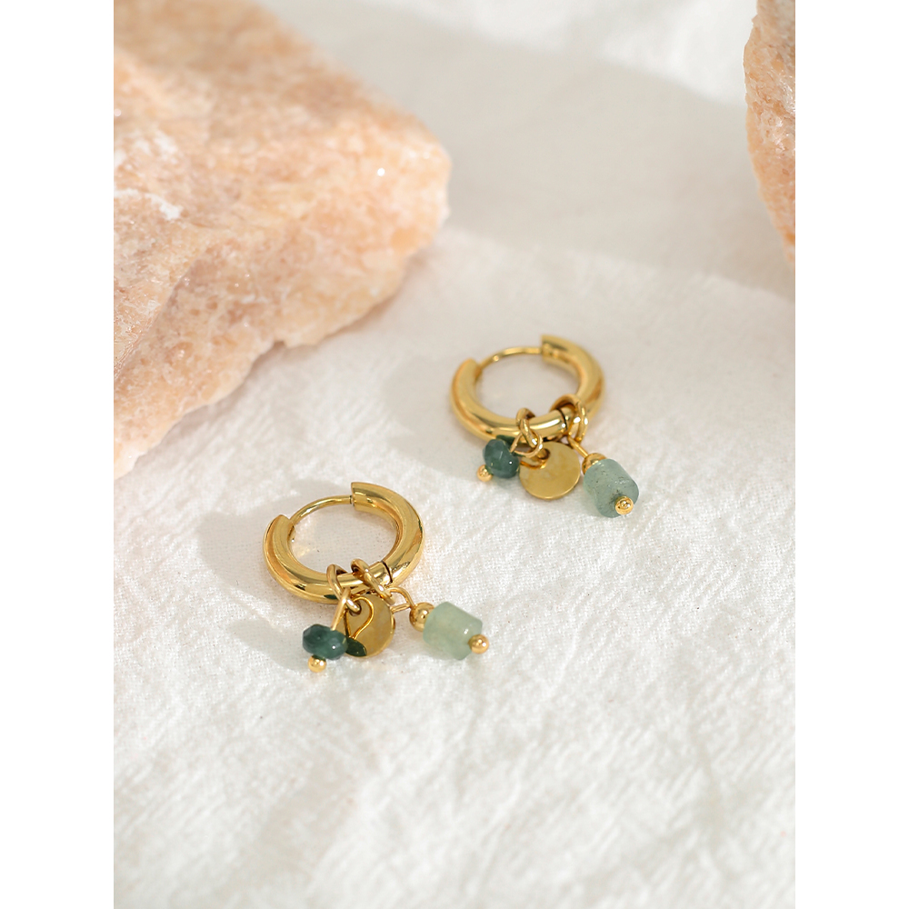 Vintage 18K Gold Plated Hoop Earrings with Charms
