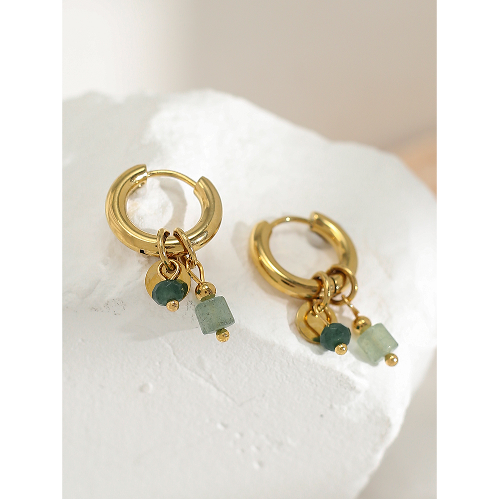 Vintage 18K Gold Plated Hoop Earrings with Charms