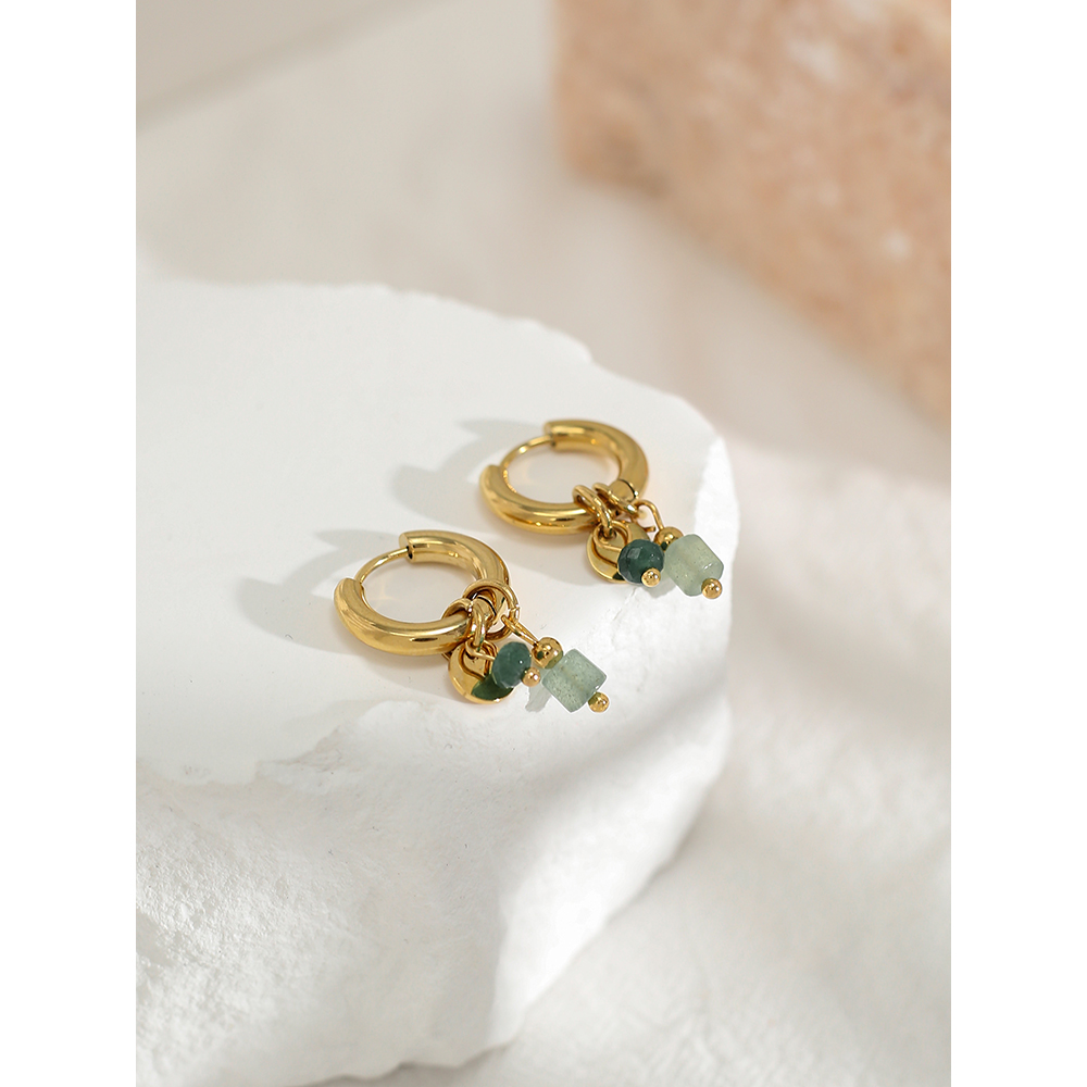 Vintage 18K Gold Plated Hoop Earrings with Charms