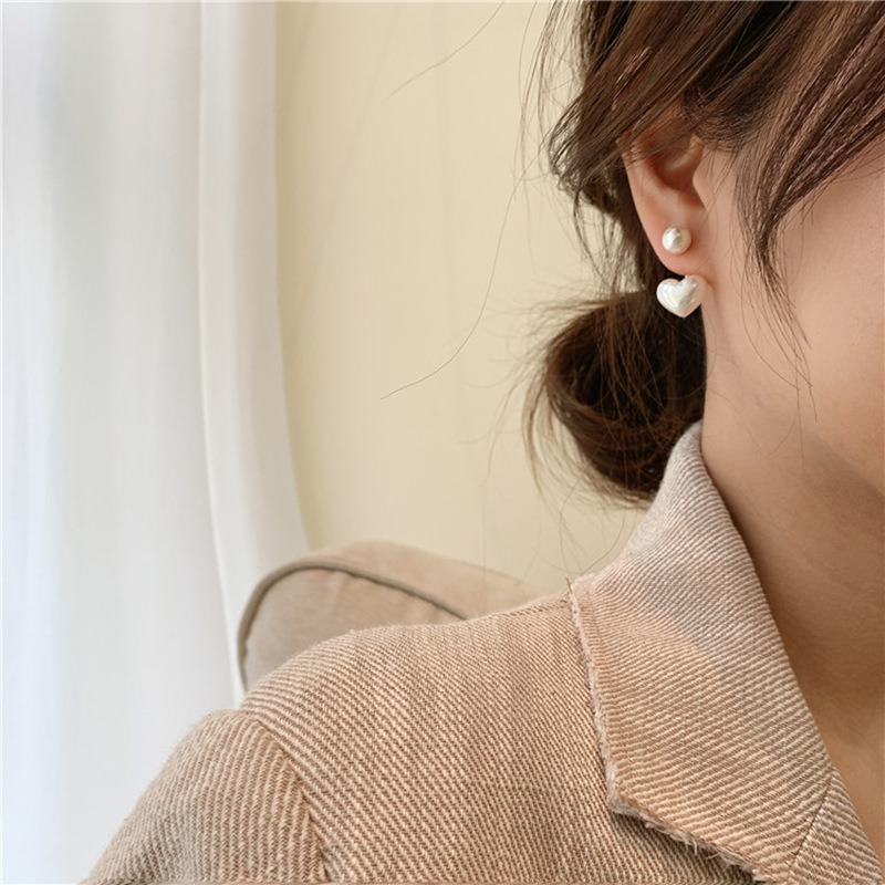 Elegant Heart Pearl Drop Earrings for Women