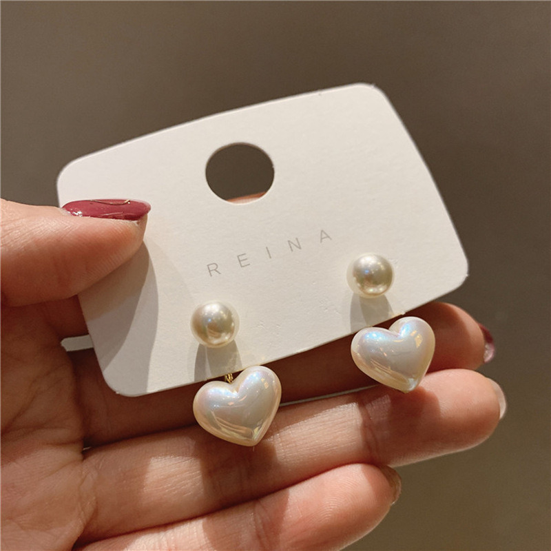 Elegant Heart Pearl Drop Earrings for Women