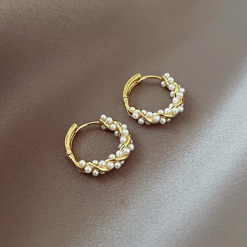 2024 Korean Simple Circle Pearl Earrings for Women