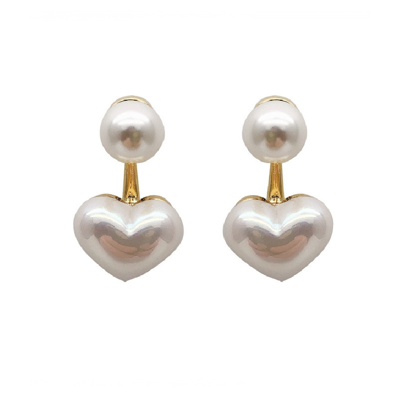 Elegant Heart Pearl Drop Earrings for Women