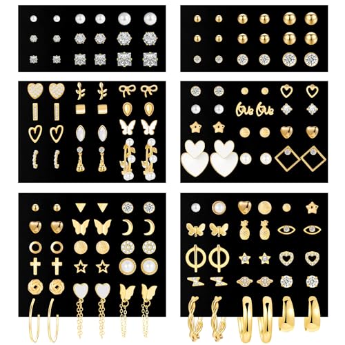 Trendy Gold Stud Earrings Set for Women