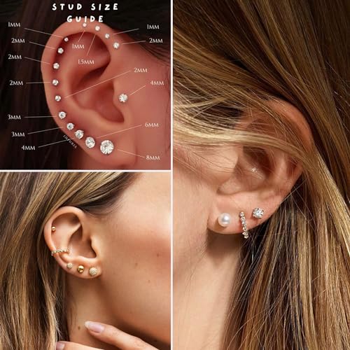 Trendy Gold Stud Earrings Set for Women