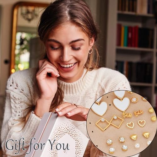 Trendy Gold Stud Earrings Set for Women