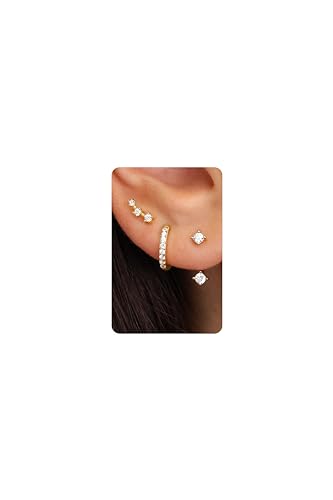 Gold Plated Sterling Silver Dainty Earrings Set