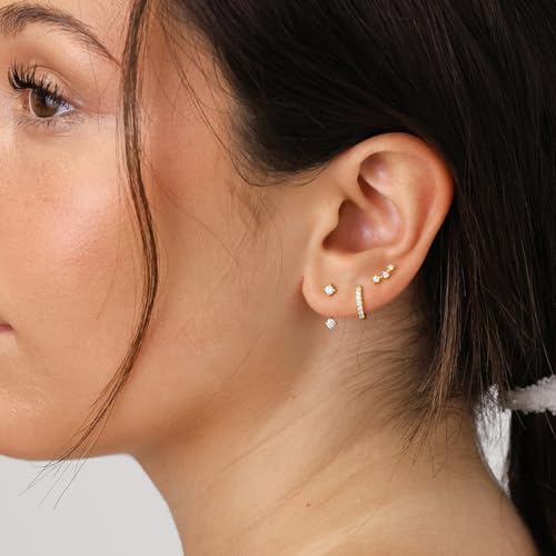 Gold Plated Sterling Silver Dainty Earrings Set