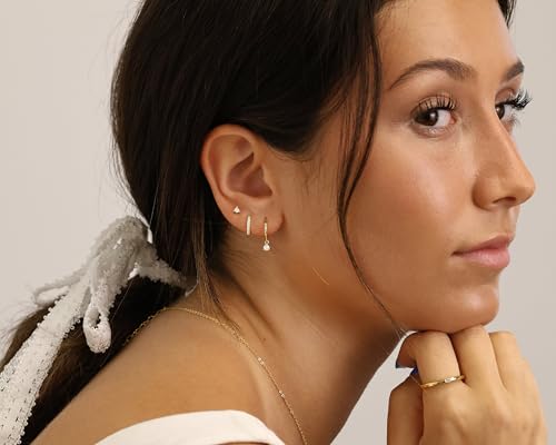 Dainty 14K Gold Filled CZ Huggie Earrings