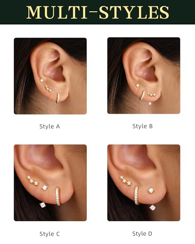 Gold Plated Sterling Silver Dainty Earrings Set