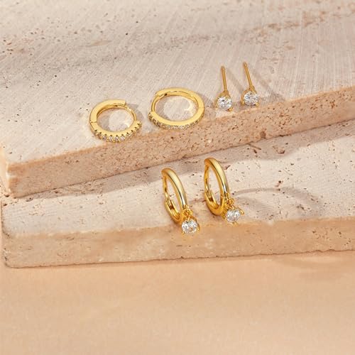 Dainty 14K Gold Filled CZ Huggie Earrings