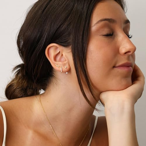 Gold Plated Sterling Silver Dainty Earrings Set