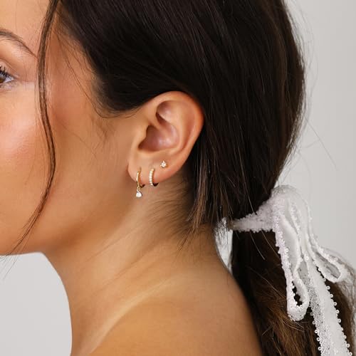 Dainty 14K Gold Filled CZ Huggie Earrings
