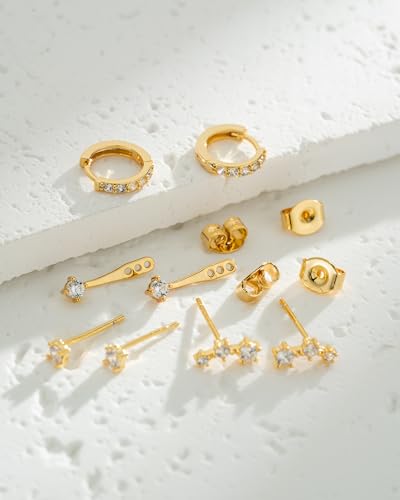 Gold Plated Sterling Silver Dainty Earrings Set