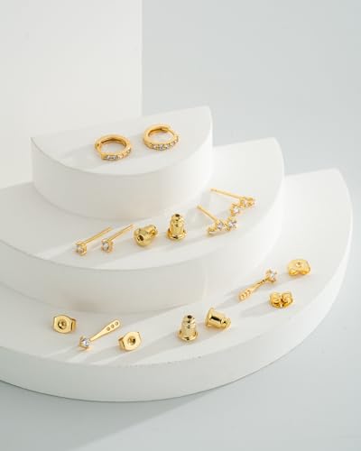 Gold Plated Sterling Silver Dainty Earrings Set