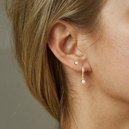 Dainty 14K Gold Filled CZ Huggie Earrings