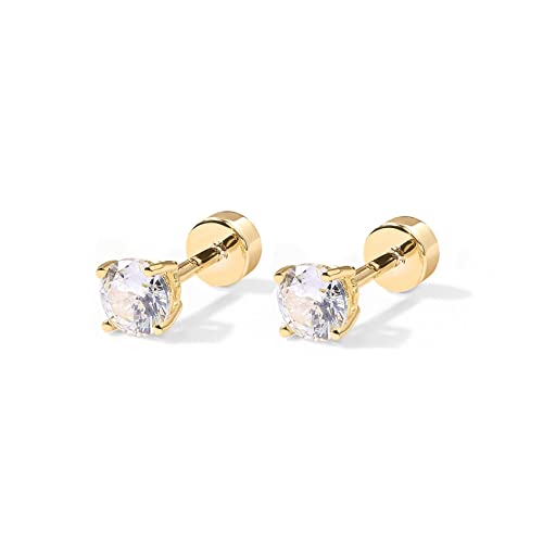 14K Gold Plated Cubic Zirconia Stud Earrings