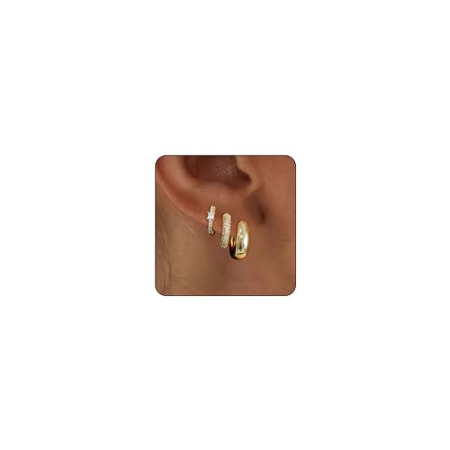 Trendy Gold Hoop Earrings Set for Women