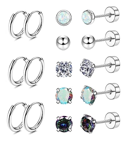 Hypoallergenic Surgical Steel CZ Hoop Earrings