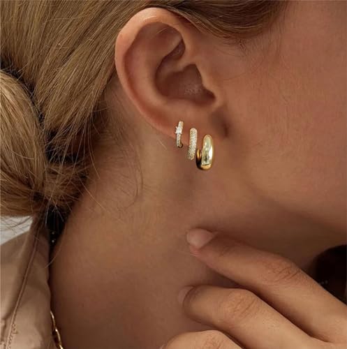 Trendy Gold Hoop Earrings Set for Women