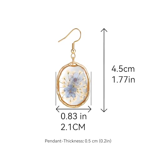 Pressed Flower Earrings: Forget-Me-Not & Queen Anne's Lace