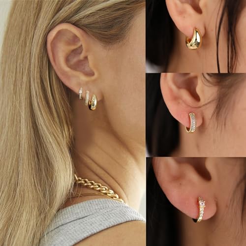 Trendy Gold Hoop Earrings Set for Women