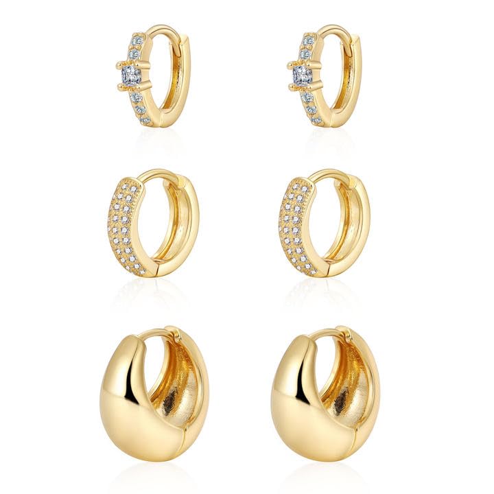Trendy Gold Hoop Earrings Set for Women