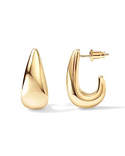 14K Gold Plated Silver Statement Huggie Earrings