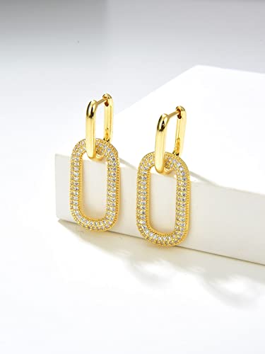 Trendy 14K Gold Plated Square Huggie Earrings