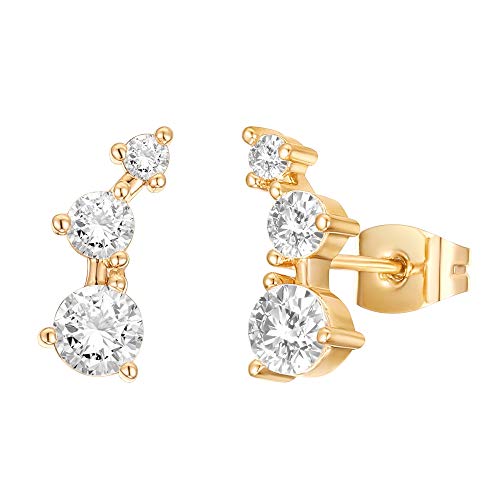 14K Gold Plated Cubic Zirconia Ear Crawlers