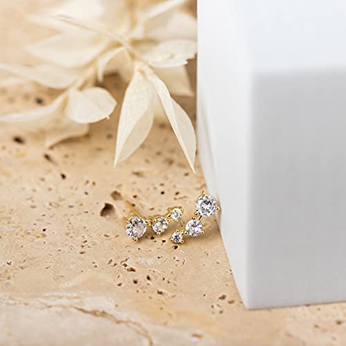 14K Gold Plated Cubic Zirconia Ear Crawlers