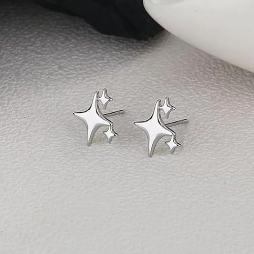 Trendy Sterling Silver Star Stud Earrings