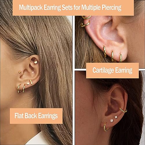 Hypoallergenic 14K Gold Plated Stud Earrings