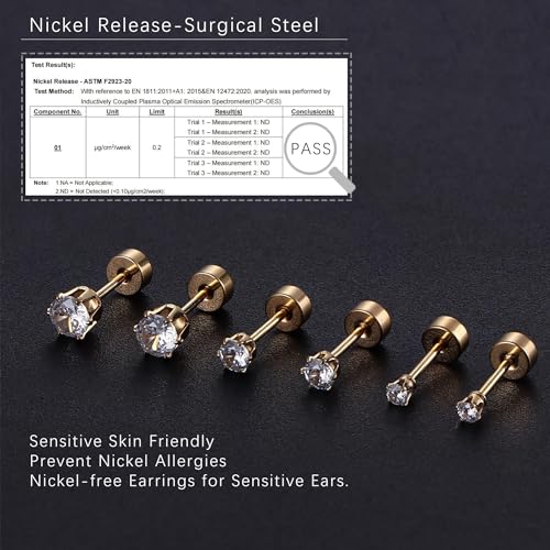 Hypoallergenic 14K Gold Plated Stud Earrings