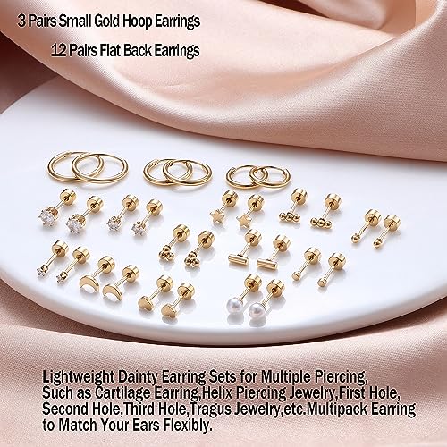 Hypoallergenic 14K Gold Plated Stud Earrings