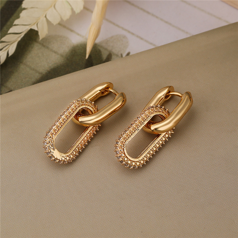 Retro Double Loop Geometric Drop Earrings for Women