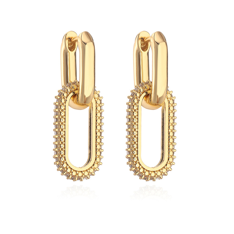Retro Double Loop Geometric Drop Earrings for Women