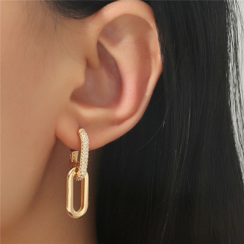 Retro Double Loop Geometric Drop Earrings for Women