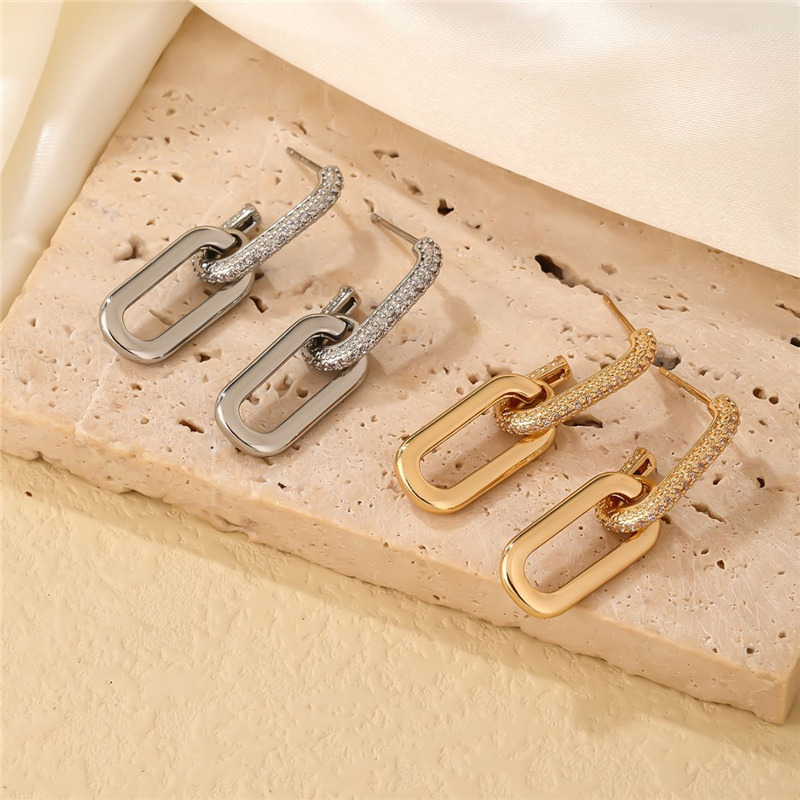 Retro Double Loop Geometric Drop Earrings for Women