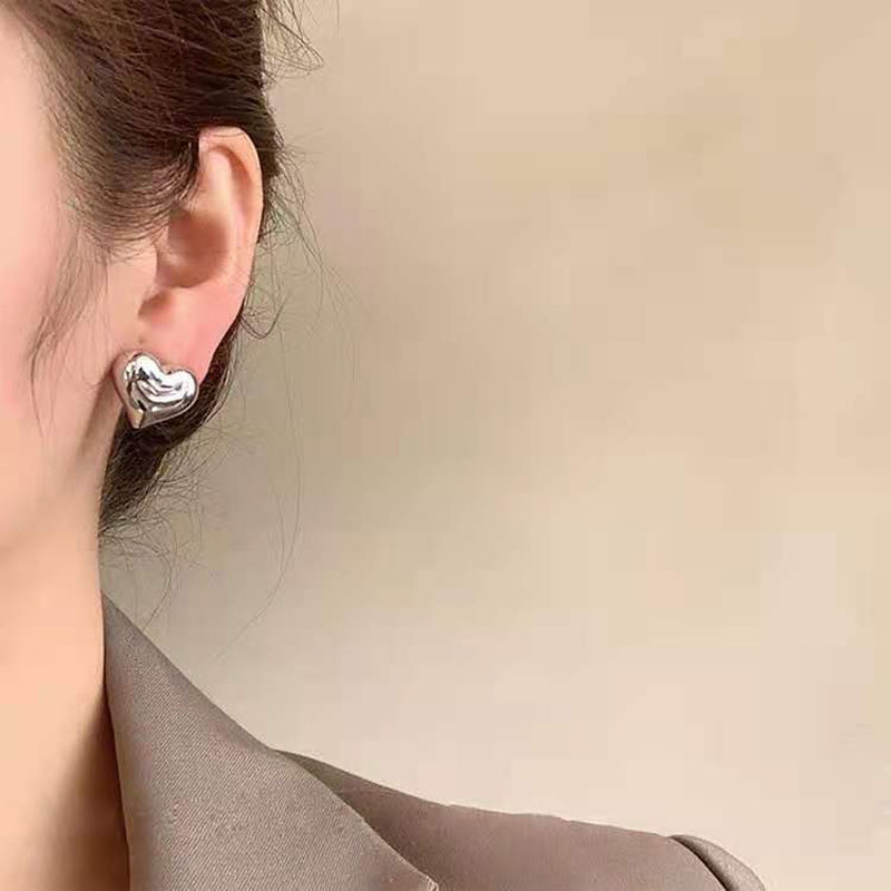 Gold Heart-Shaped Minimalist Stud Earrings for Women