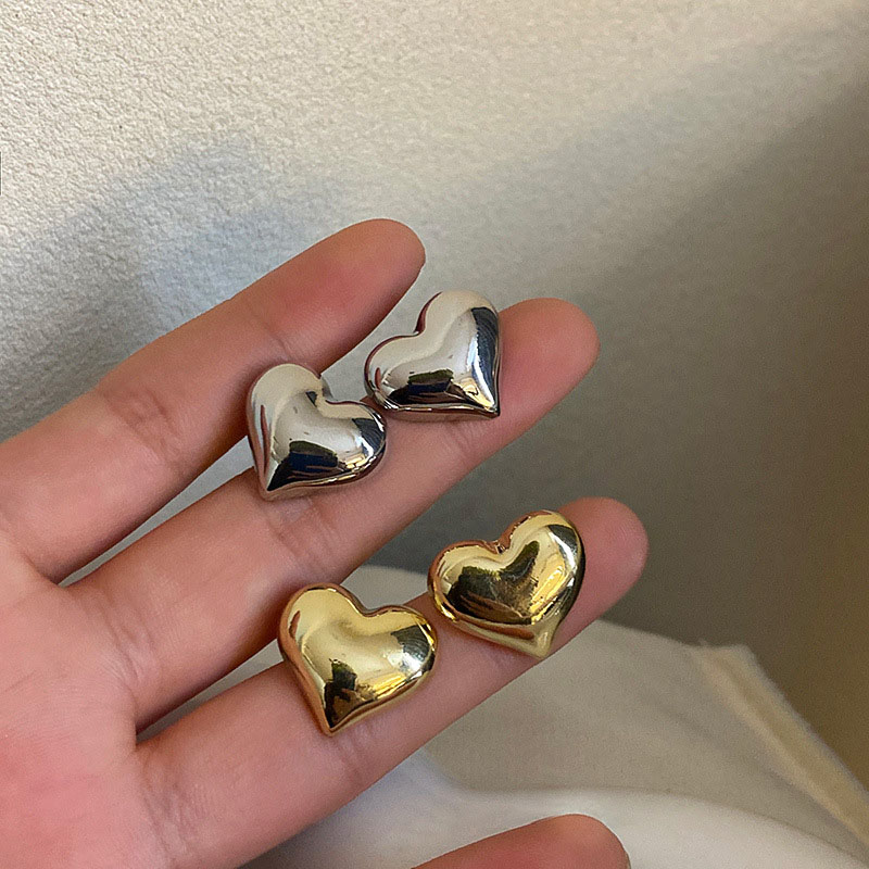 Gold Heart-Shaped Minimalist Stud Earrings for Women