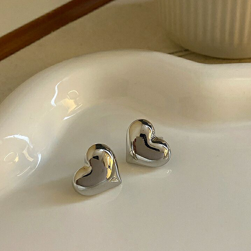 Gold Heart-Shaped Minimalist Stud Earrings for Women