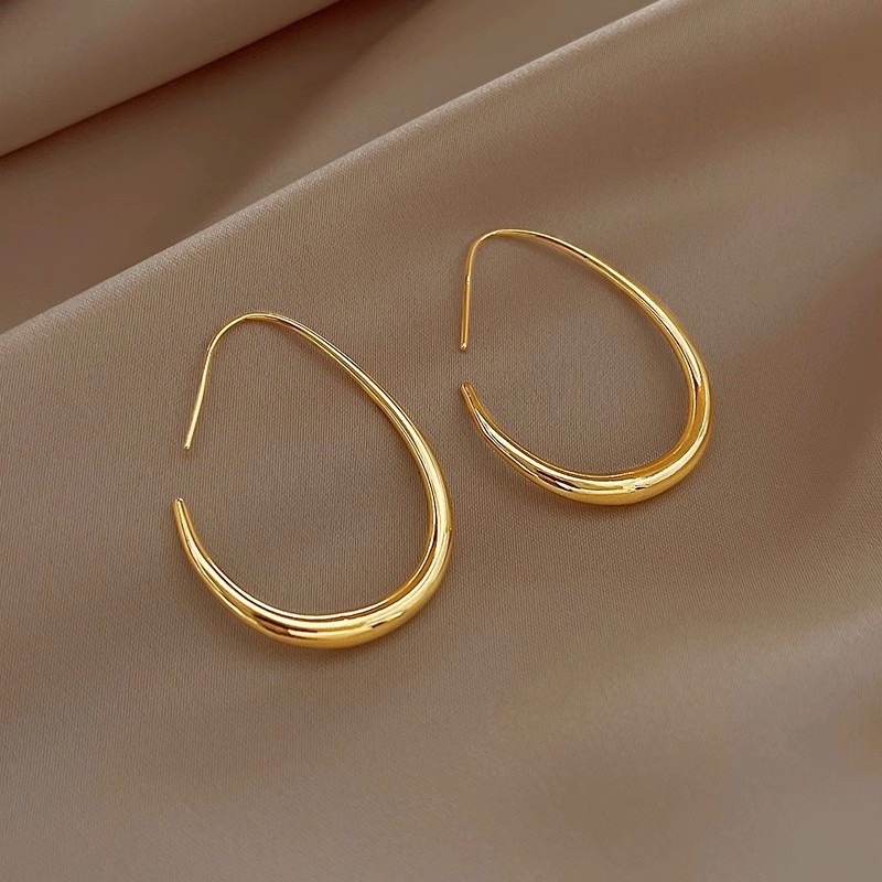 Elegant 925 Silver Geometric Oval Hoop Earrings
