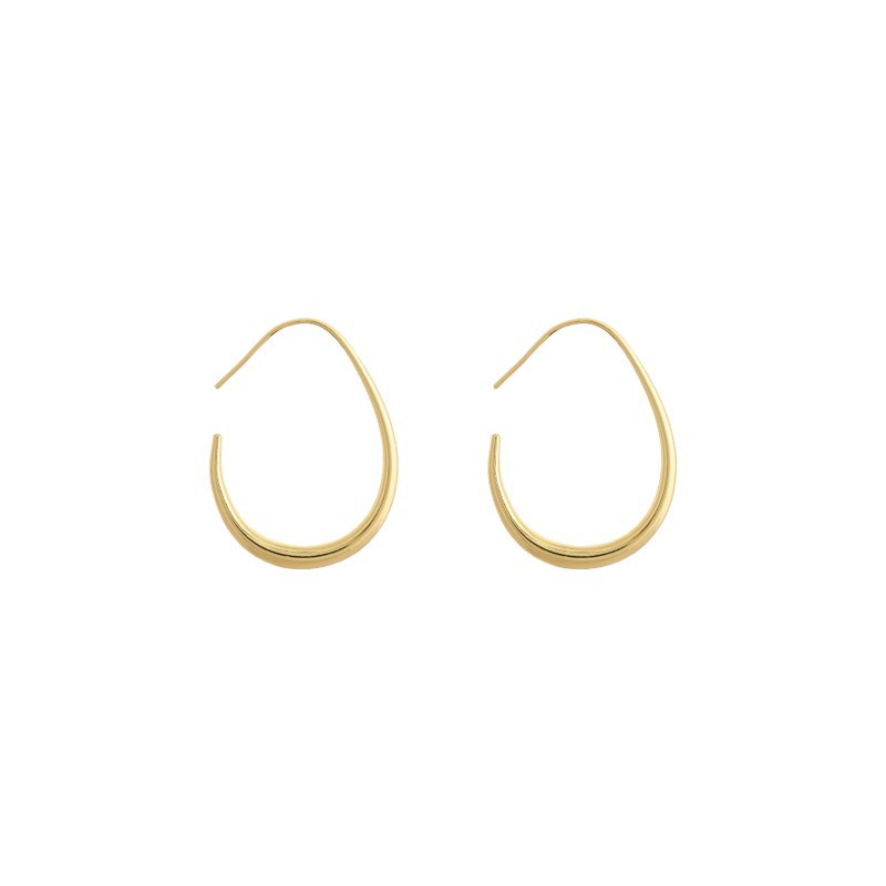 Elegant 925 Silver Geometric Oval Hoop Earrings