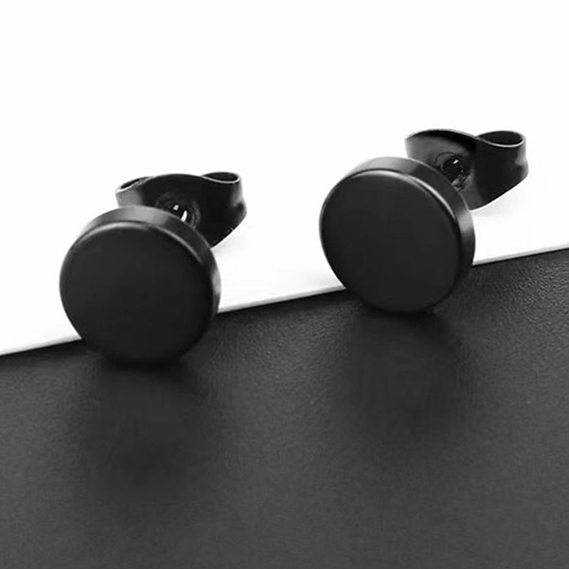 Punk Black Stainless Steel Stud Earrings Set
