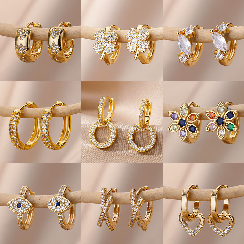 Stylish Zircon Hoop Earrings for Women