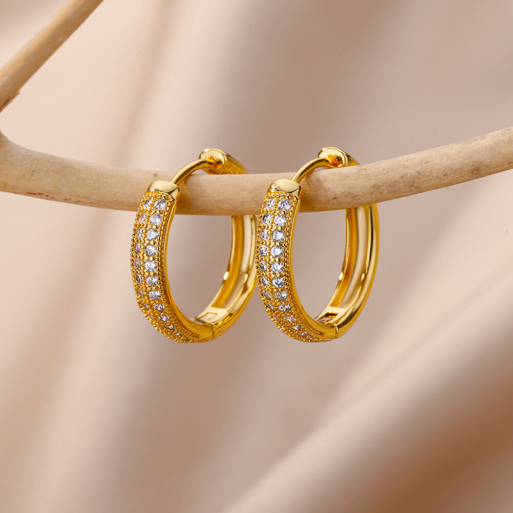 Stylish Zircon Hoop Earrings for Women