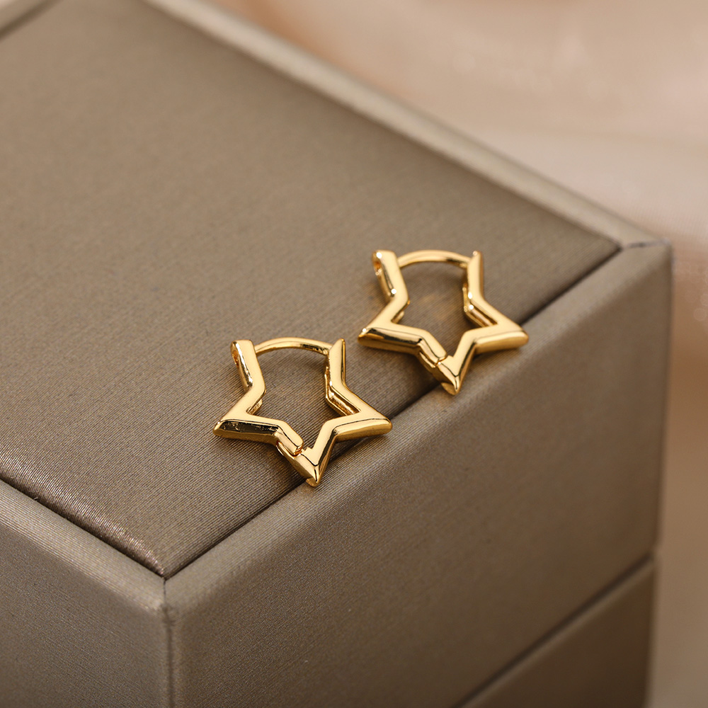 Minimalist Stainless Steel Star Hoop Earrings
