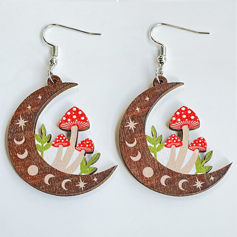 Gothic Mushroom Hoop Earrings - Vintage Bohemian Style